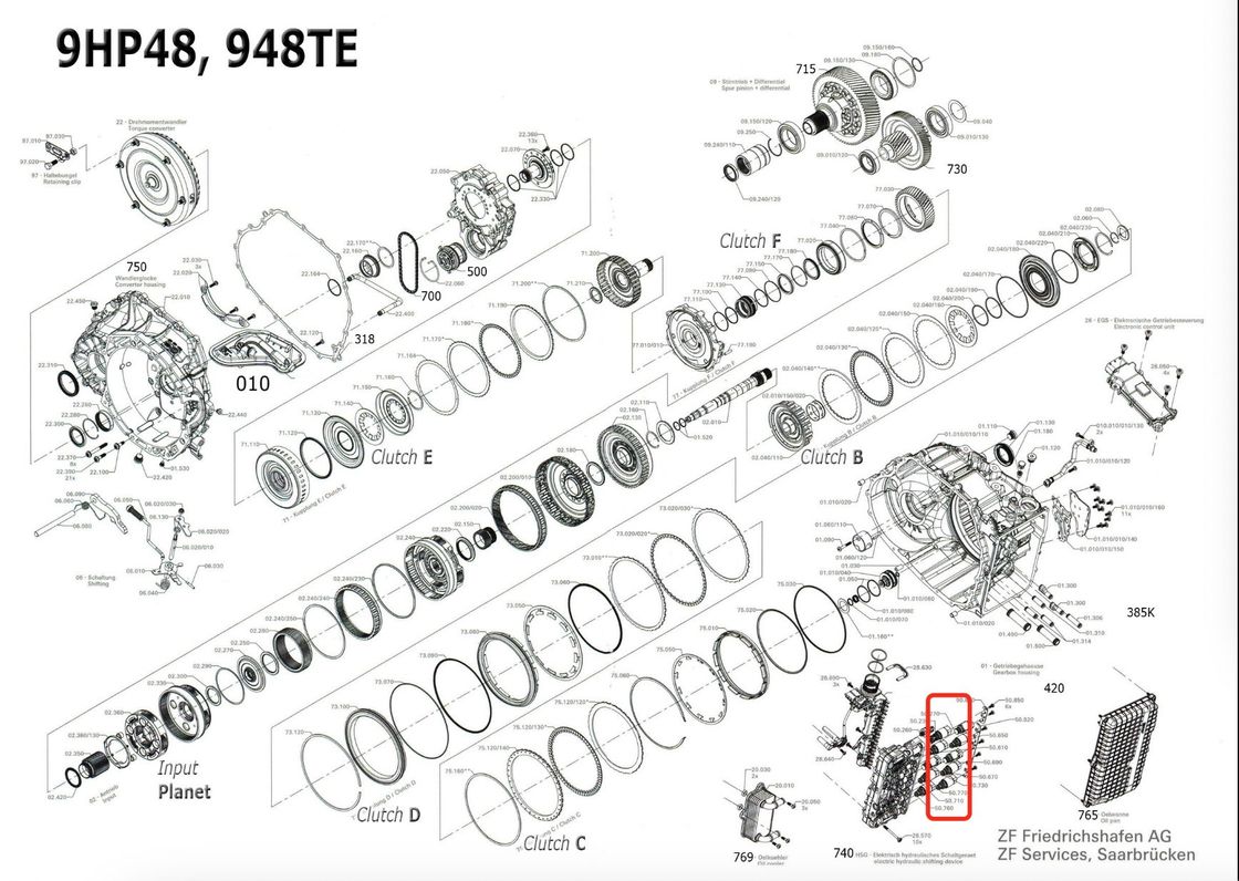 عدادة إصلاح صمام الكهربائي التلقائي 9HP-48 10 مجموعات صمام الكهربائي الفردية لـ Land Rover Range Rover Evoque
